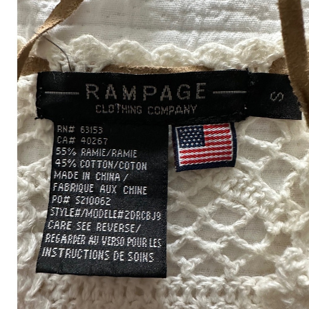 Vintage Rampage Beaded Crochet Boho Top Ramie Cotton‎ Y2K White Small - Picture 7 of 8